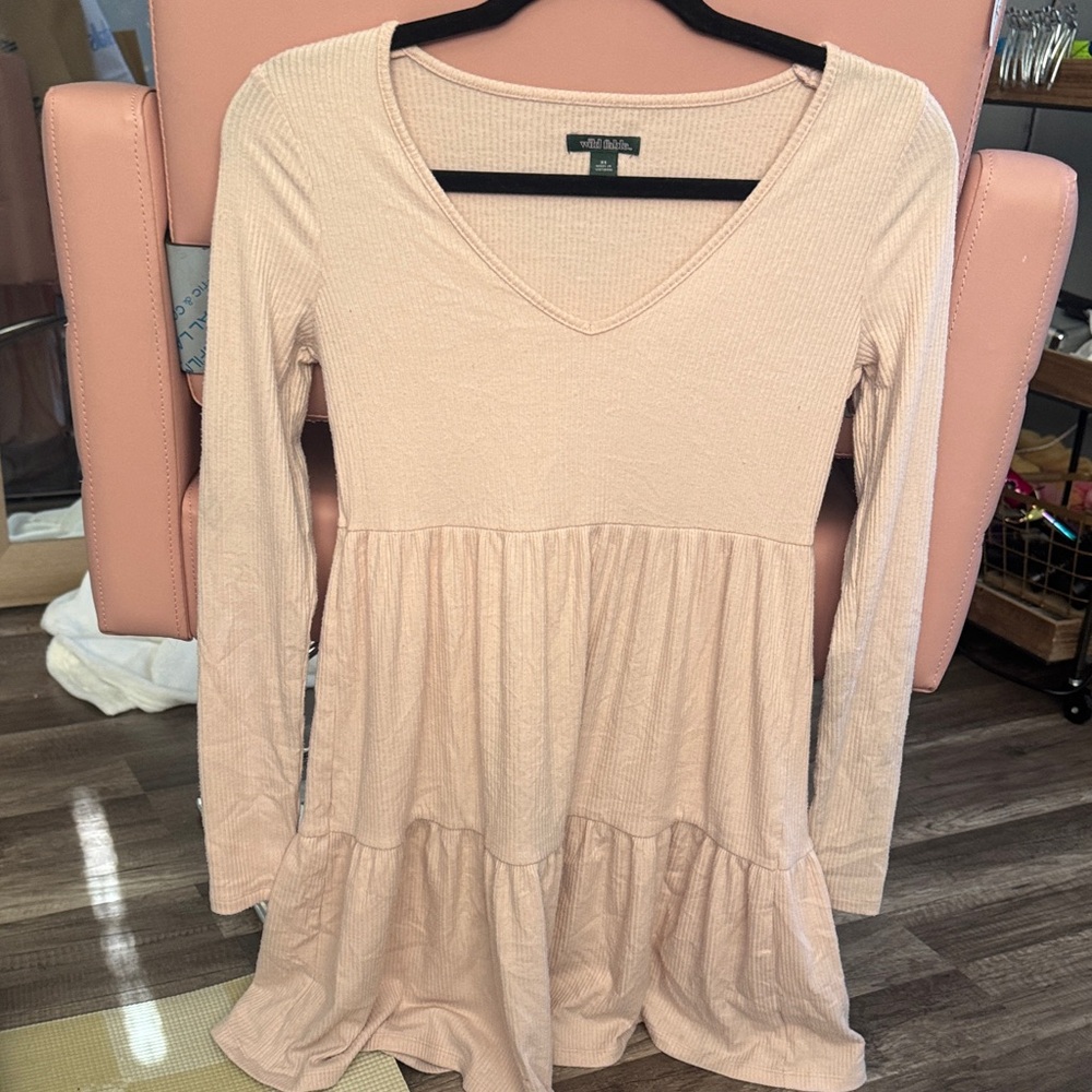 Wild Fable Blush V-Neck Tiered Dress